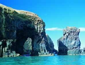 Sea cliffs in Akaroa Harbour